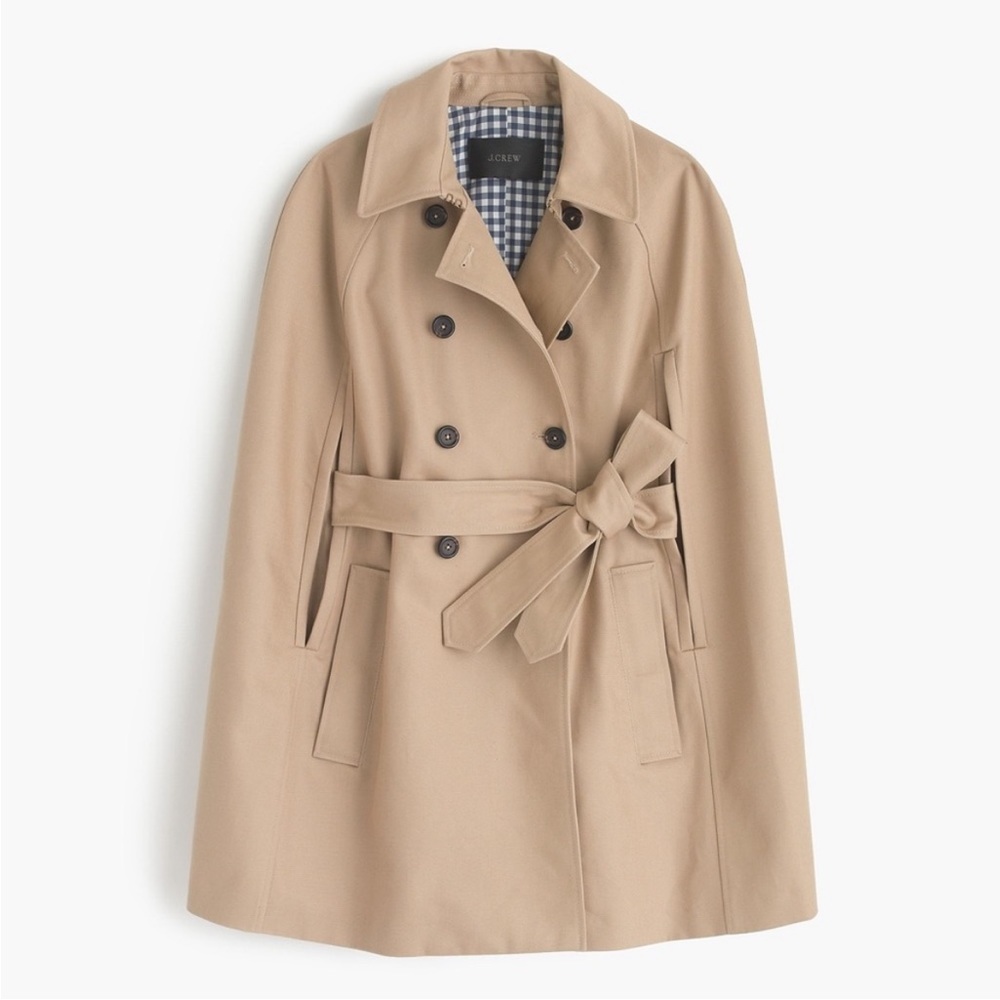 J. Crew Tan Trench Coat Cape with Belt